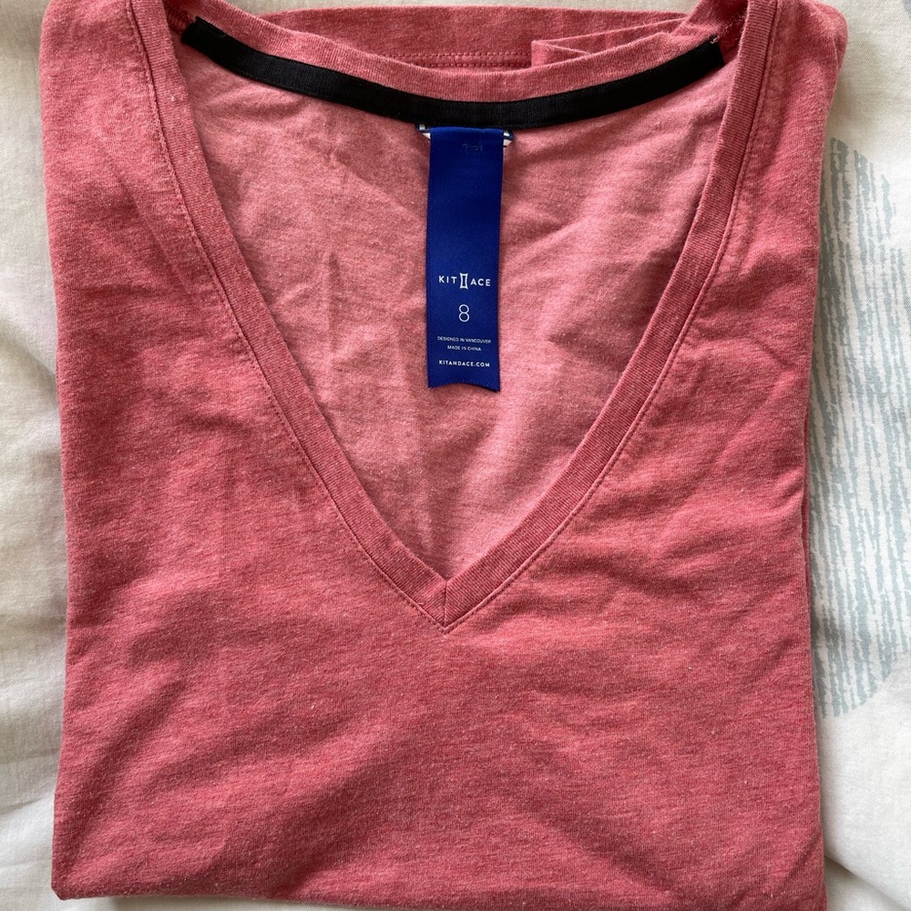 Kit+Ace Coral V Neck T Shirt